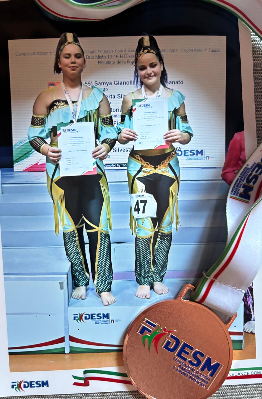 Nicole Fabio ,Roberta Silvestro ,coppia classe B 13/16 anni Terzo posto ,ideal ballet .