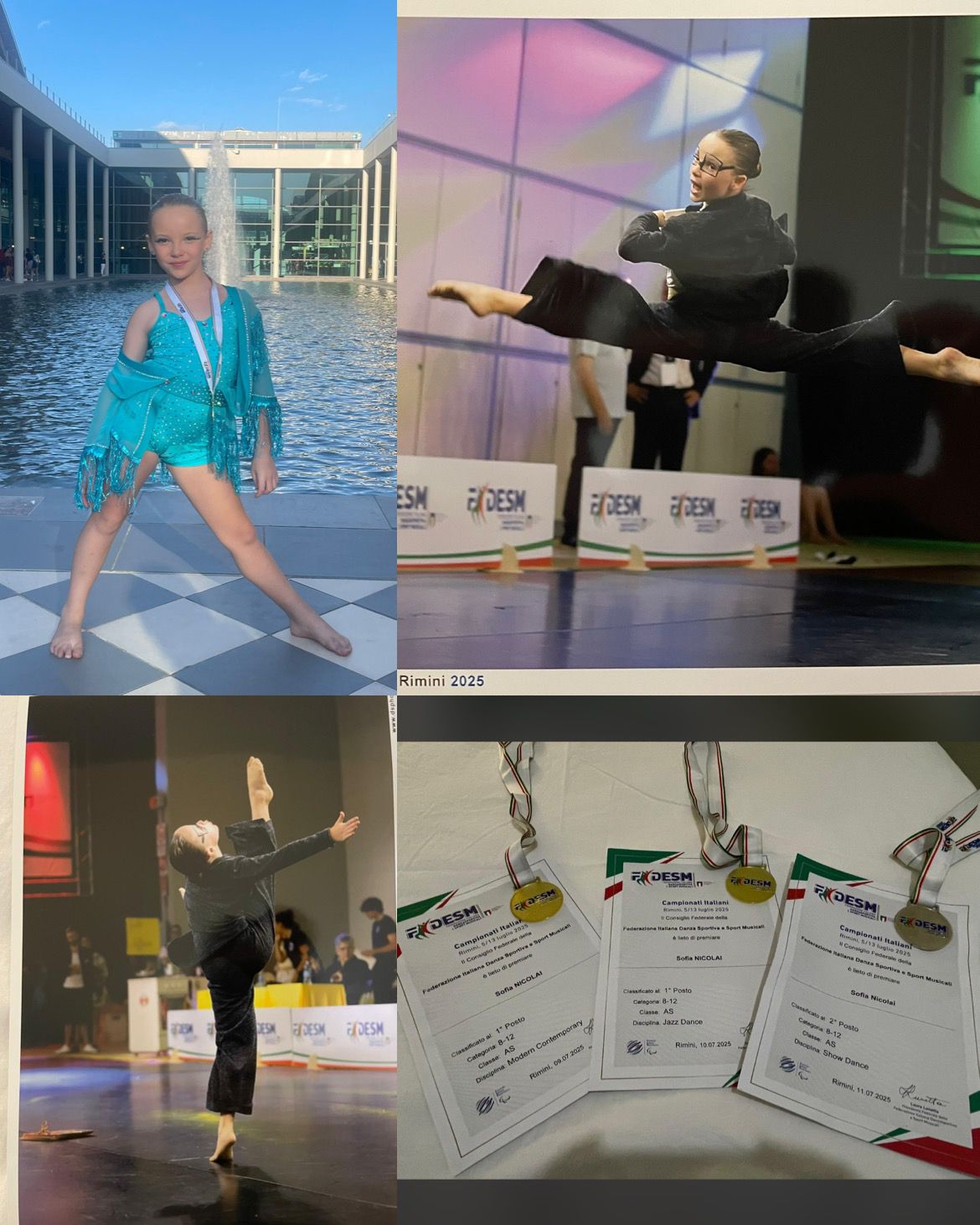 Sofia Nicolai 8/12 AS, 1 classificata in modern contemporary, 1 classificata in Jazz Dance, 2 classificata in Show Dance, scuola di danza Alchimia Dance